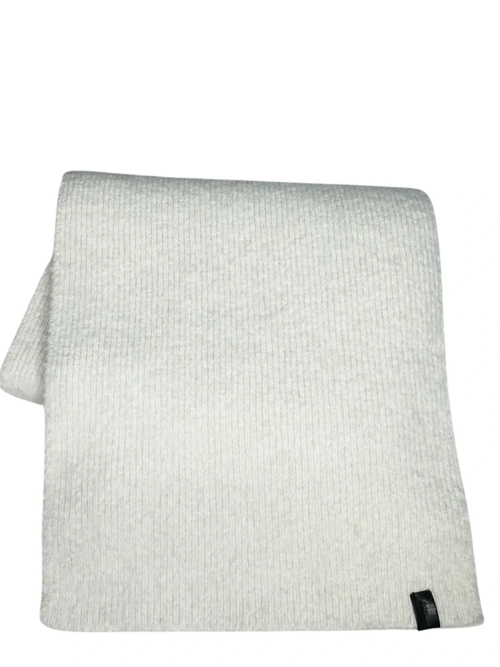 AllSaints Fuzzy Ribbed Knit Soft Wool Blend Scarf Cream Ivory NWT